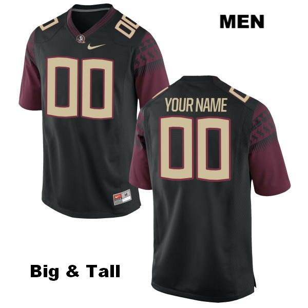 Men's NCAA Nike Florida State Seminoles #00 Custom College Big & Tall Black Stitched Authentic Football Jersey DJC4669MF